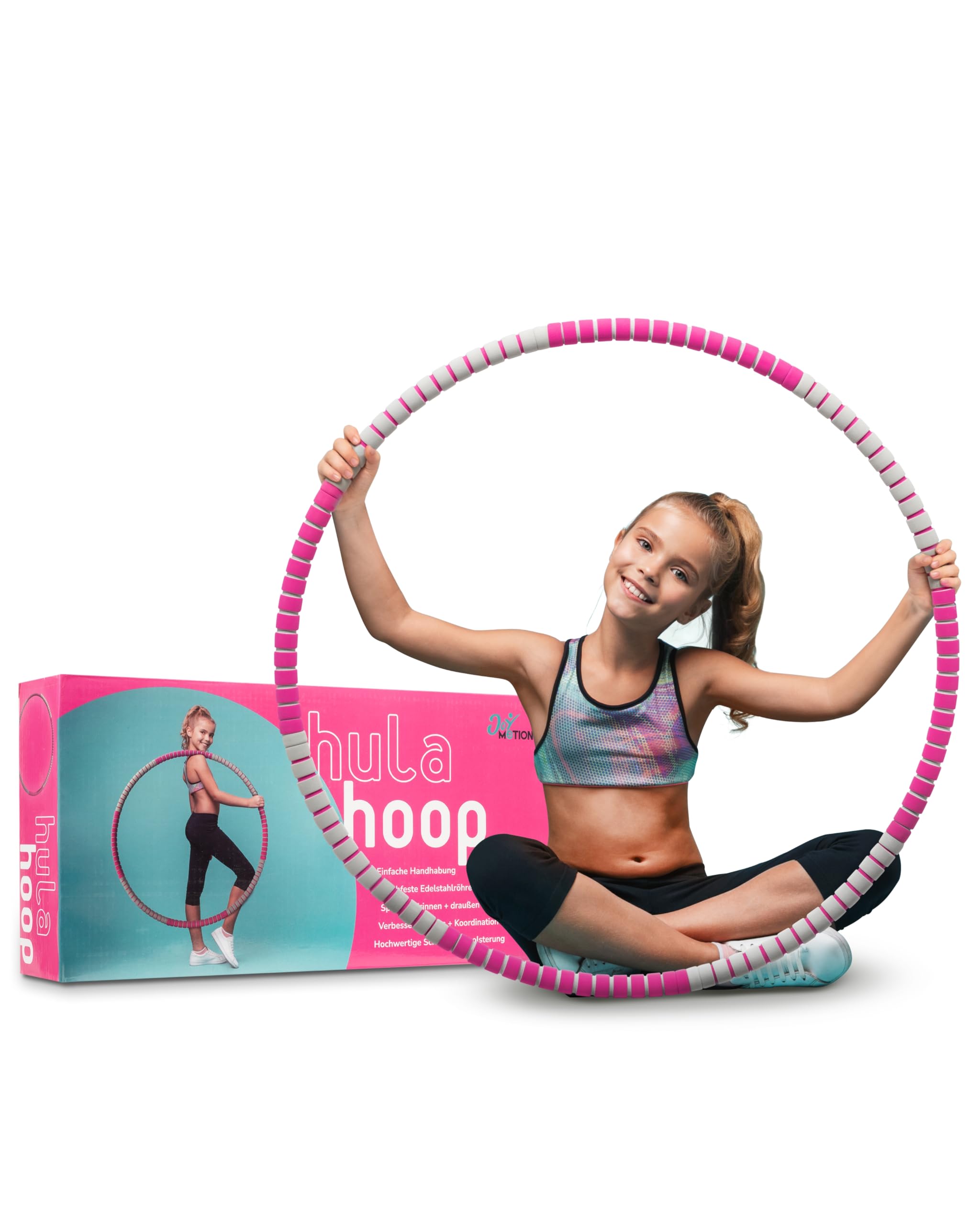 Hula Hoop Reifen Kinder ab 10 - Bruchfeste Edelstahlröhre mit weicher Schaumstoffpolsterung - Hochwertiger Hullahub Reifen für Kinder - 88cm Teenager Mädchen