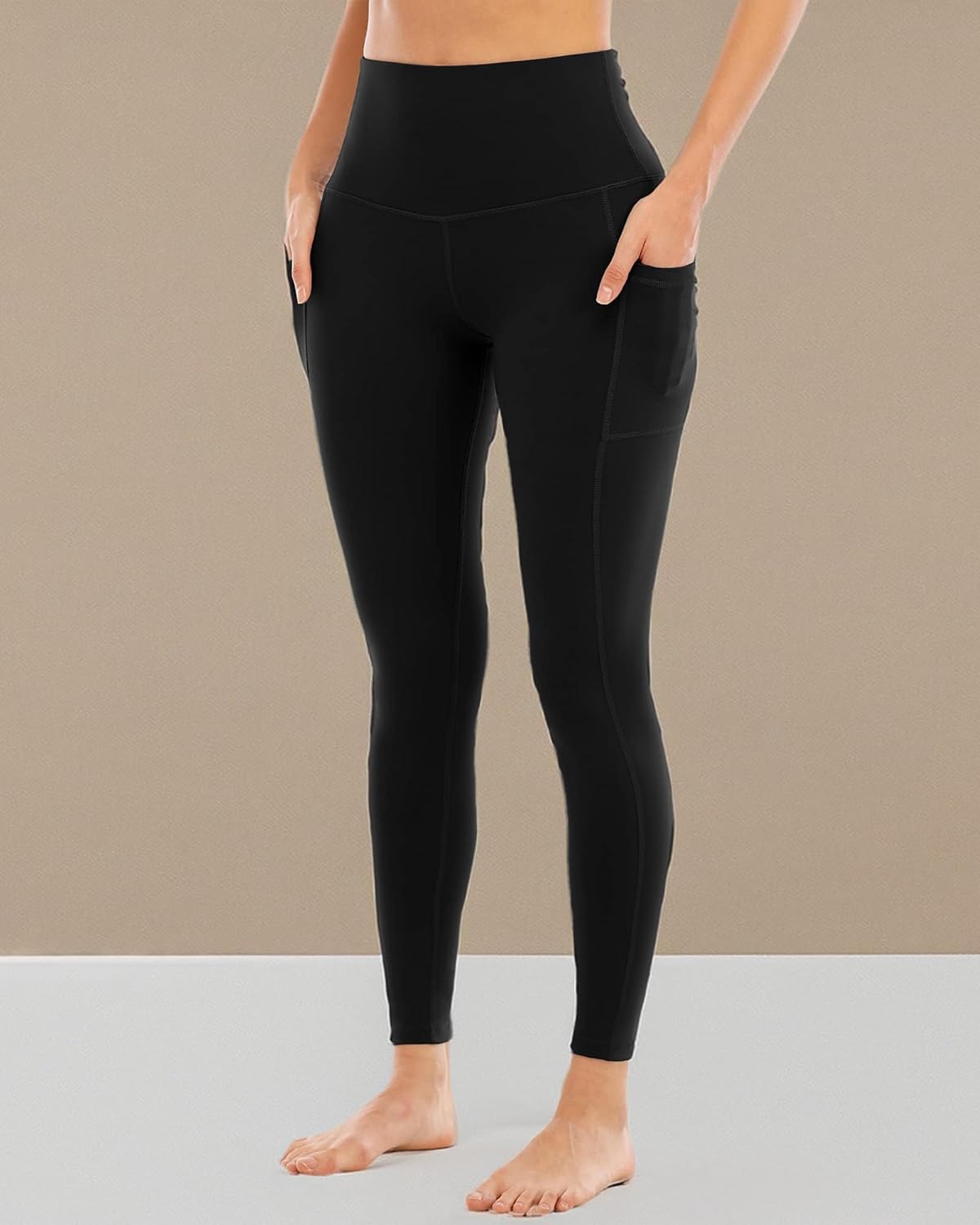 Size XL YEZII Fleece Lined Leggings with Pockets for Women,High Waisted Winter Yoga Pants