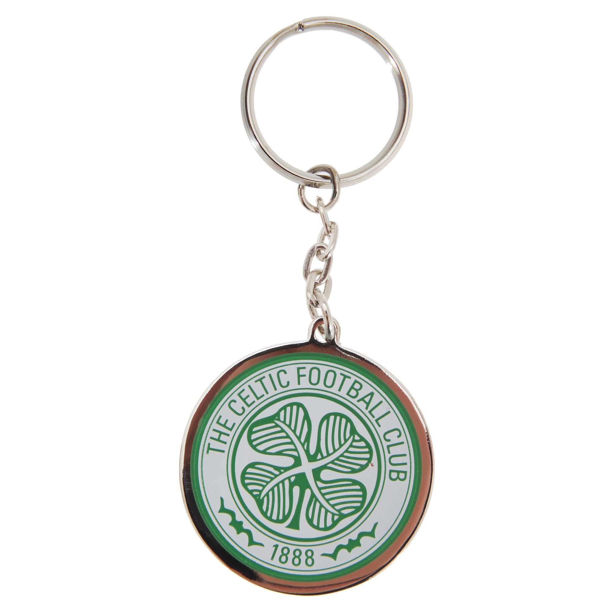Celtic F.c. Men's Silver/White/Green Celtic Fc Official Metal Football Crest Keyring (One Size) ()