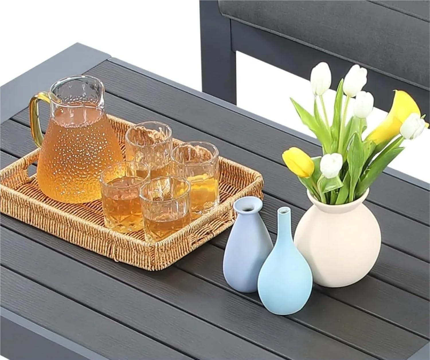 4 Piece Patio Furniture Set Aluminum Outdoor Sectional Sofa All Weather Patio Conversation Sets with Coffee Table