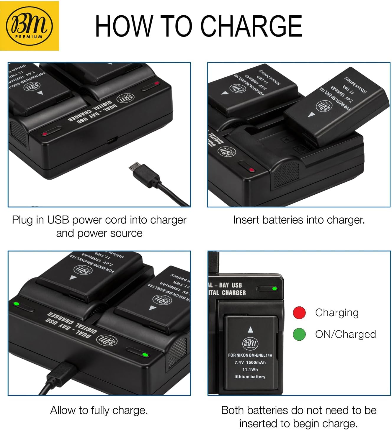 How to Charge BM Premium EN-EL14A Batteries