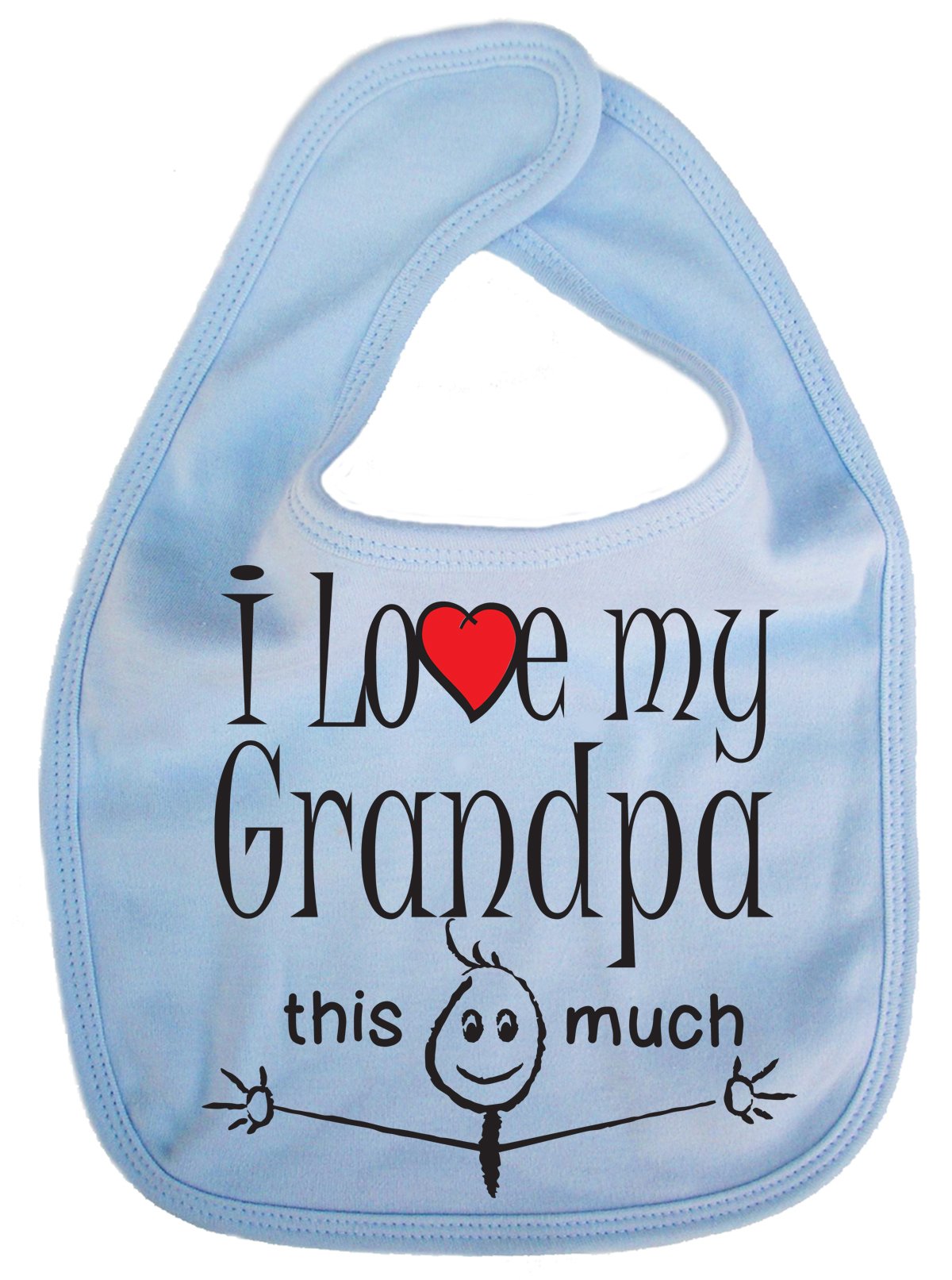 Image is Everything IiE, I Love My Grandpa This Much, Grandson Granddaughter Baby Unisex Soft Cotton Feeding Bib, Sky Blue — image 1