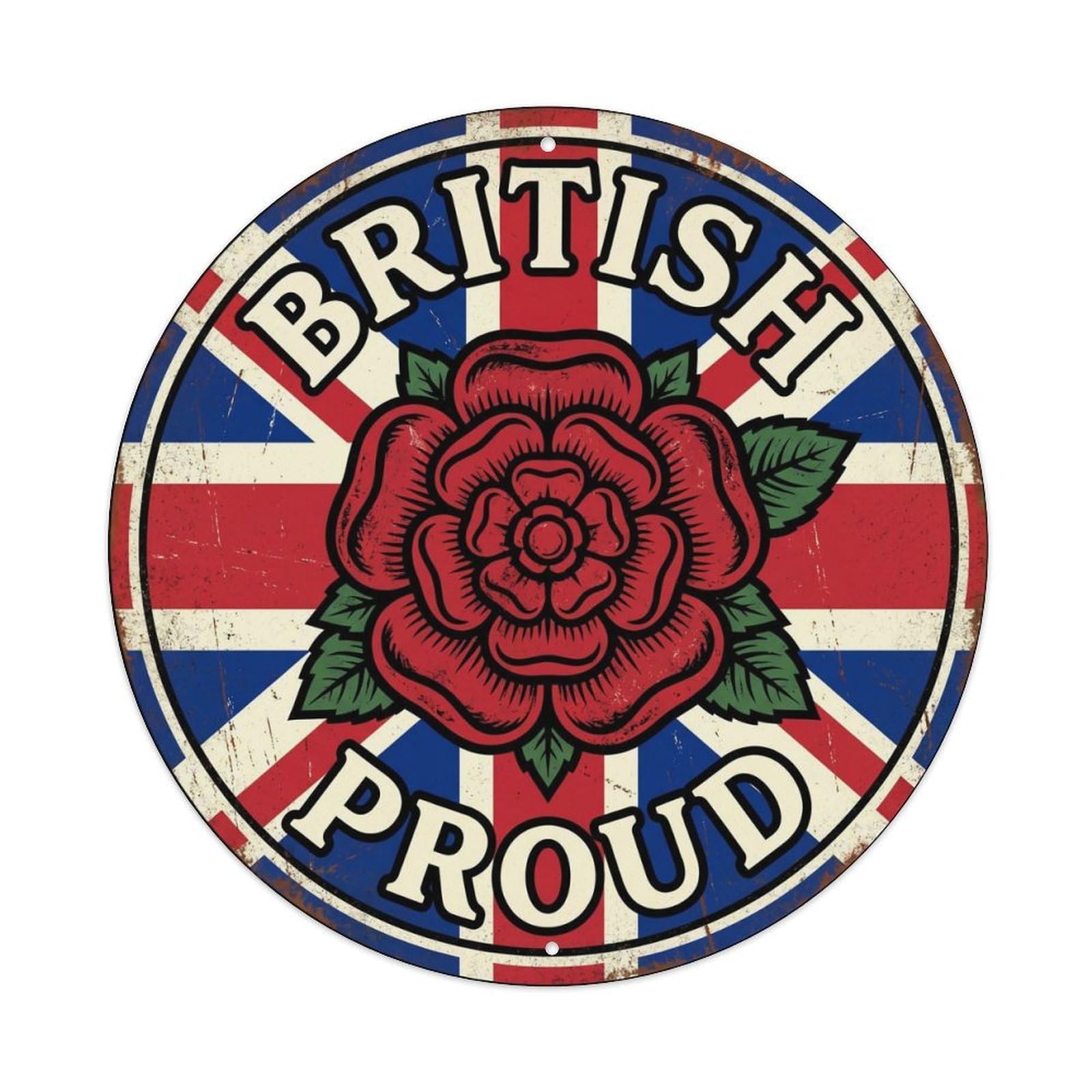 British Proud English Rose Botanical Heritage Emblem Metal Tin Sign