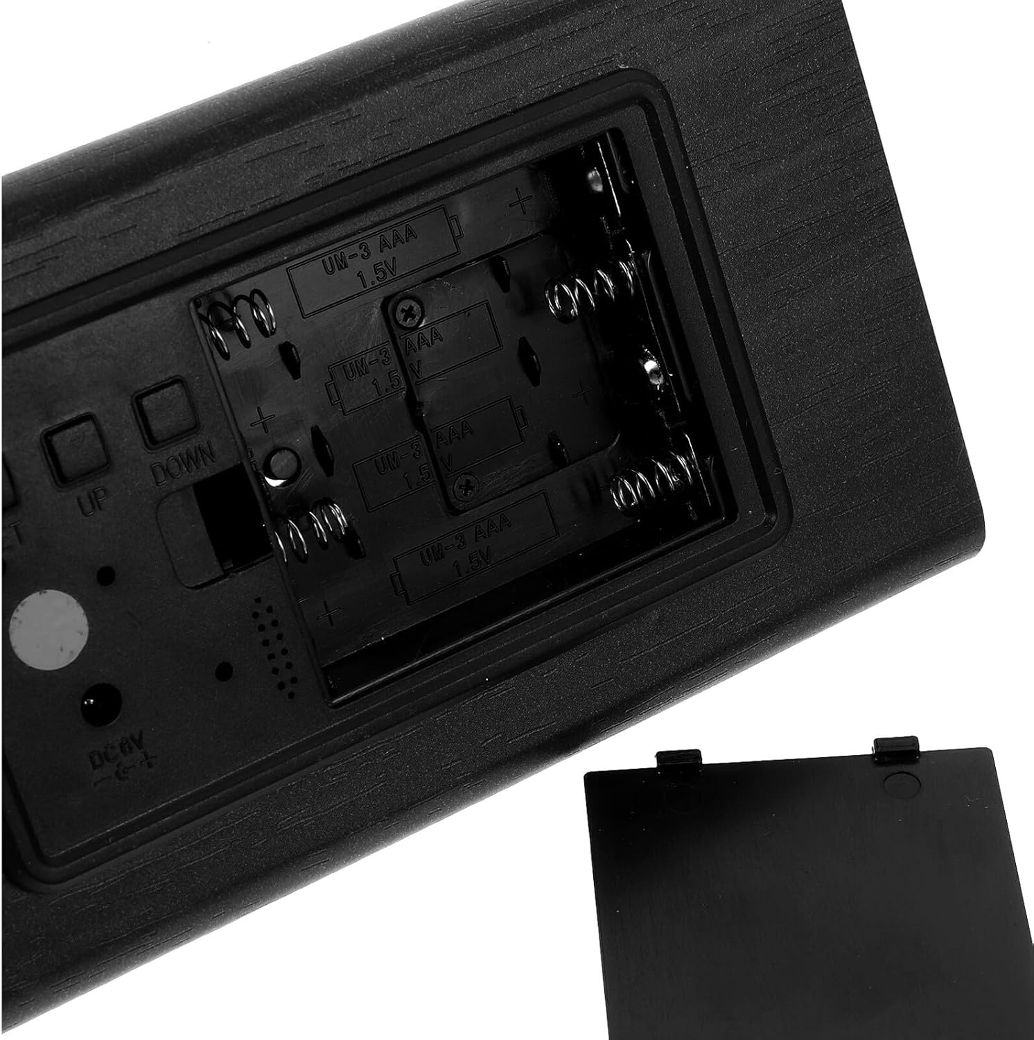 Sound Control LED Digital Alarm Clock with Temperature Display Wood Grain Desk Clock for Bedroom Silent Nightlight