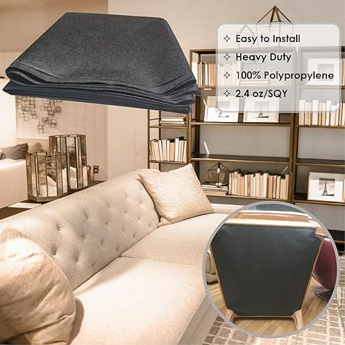 Miniatura 2 de Funda protectora antipolvo para tapicería de 3 yardas x 63 pulgadas, tela de cambric negra no tejida para debajo de la tela de sofás, reclinables,