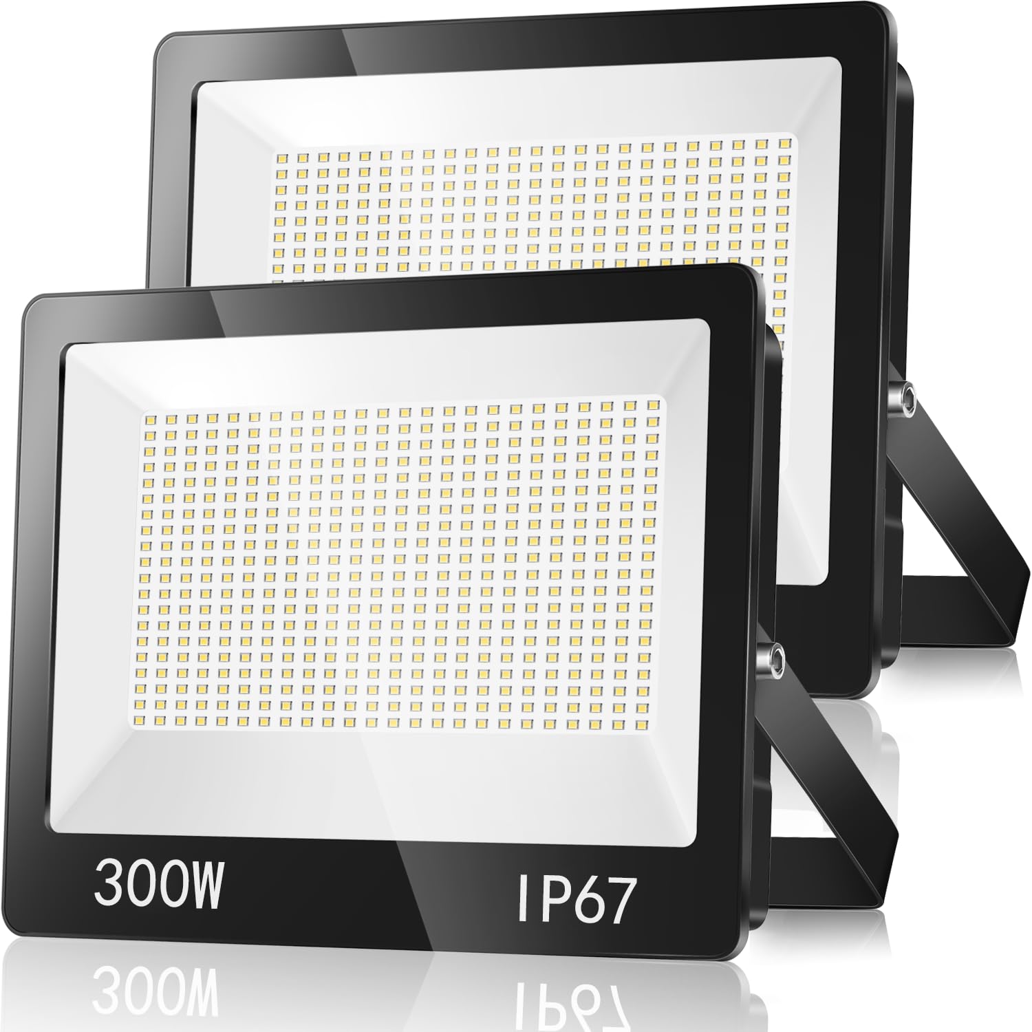 Faretto LED da Esterno 300W 2 Pezzi, 30000LM 6500K Bianca Fredda Faro LED Esterno, Applique Impermeabile IP67 Luci per Giardino Terrazza Garage Cortile