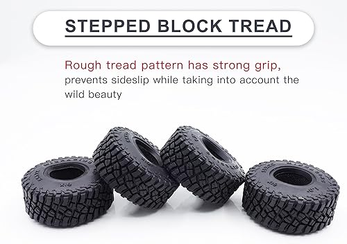 Miniatura 2 de 1.0 Neumáticos adhesivos de goma de 2.165 in x 0.866 in con insertos de espuma para 118 TRX4M Ford BroncoLand Rover DefenderAxial 124 SCX24