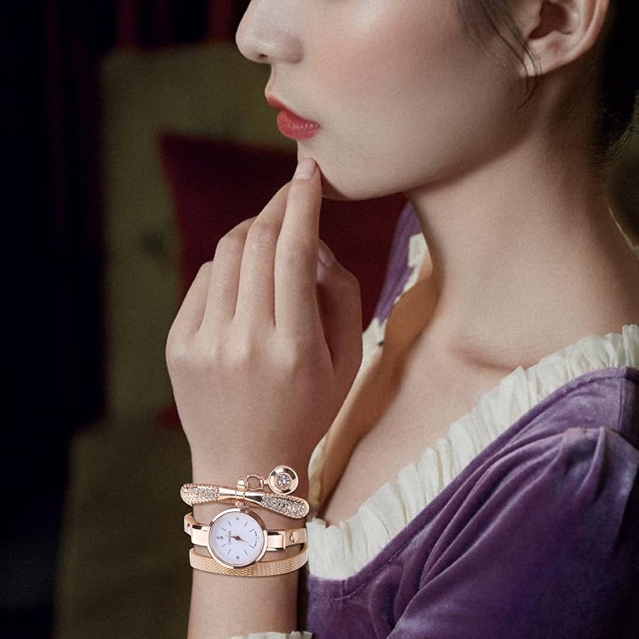 Amazon | ブレスレット時計 レディース レザー腕時計 多重巻き 人気