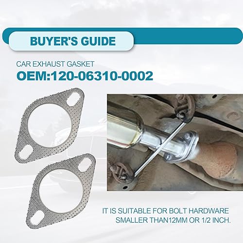 Miniatura 3 de 2 juntas de escape de automóvil, junta de colector de escape estándar, ultra sello de 2 pernos de 2.5 pulgadas, junta de brida de escape de 2.5