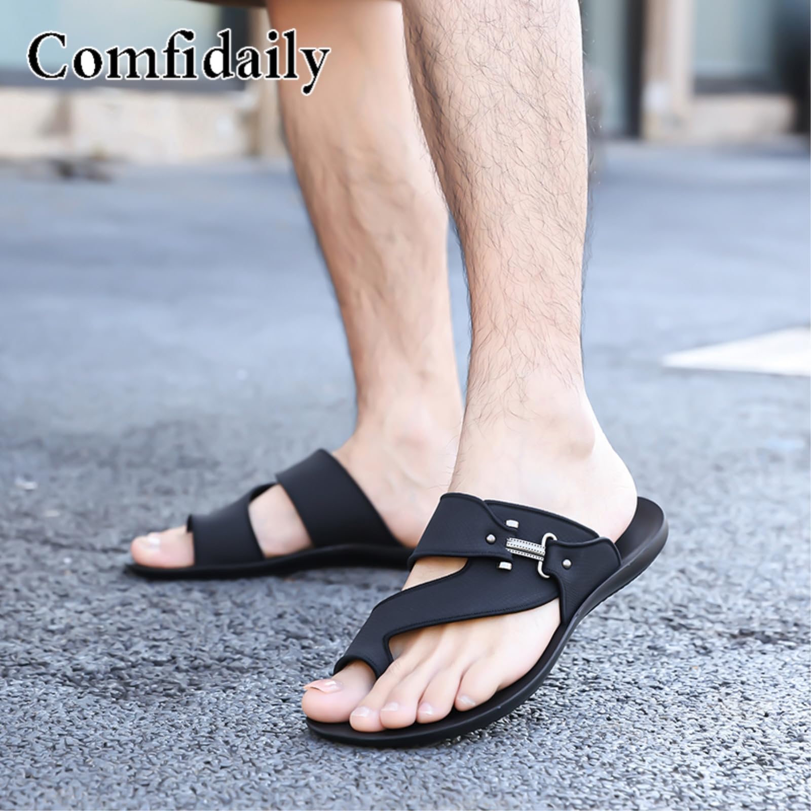 Reef Flip Flop Herren Männer Metallschnalle Pu Flip-flops, Flache Eva Einlegesohle Gummi Rutschschutzsandalen Für Den Sommer Strand Im Freien Täglichen Wear