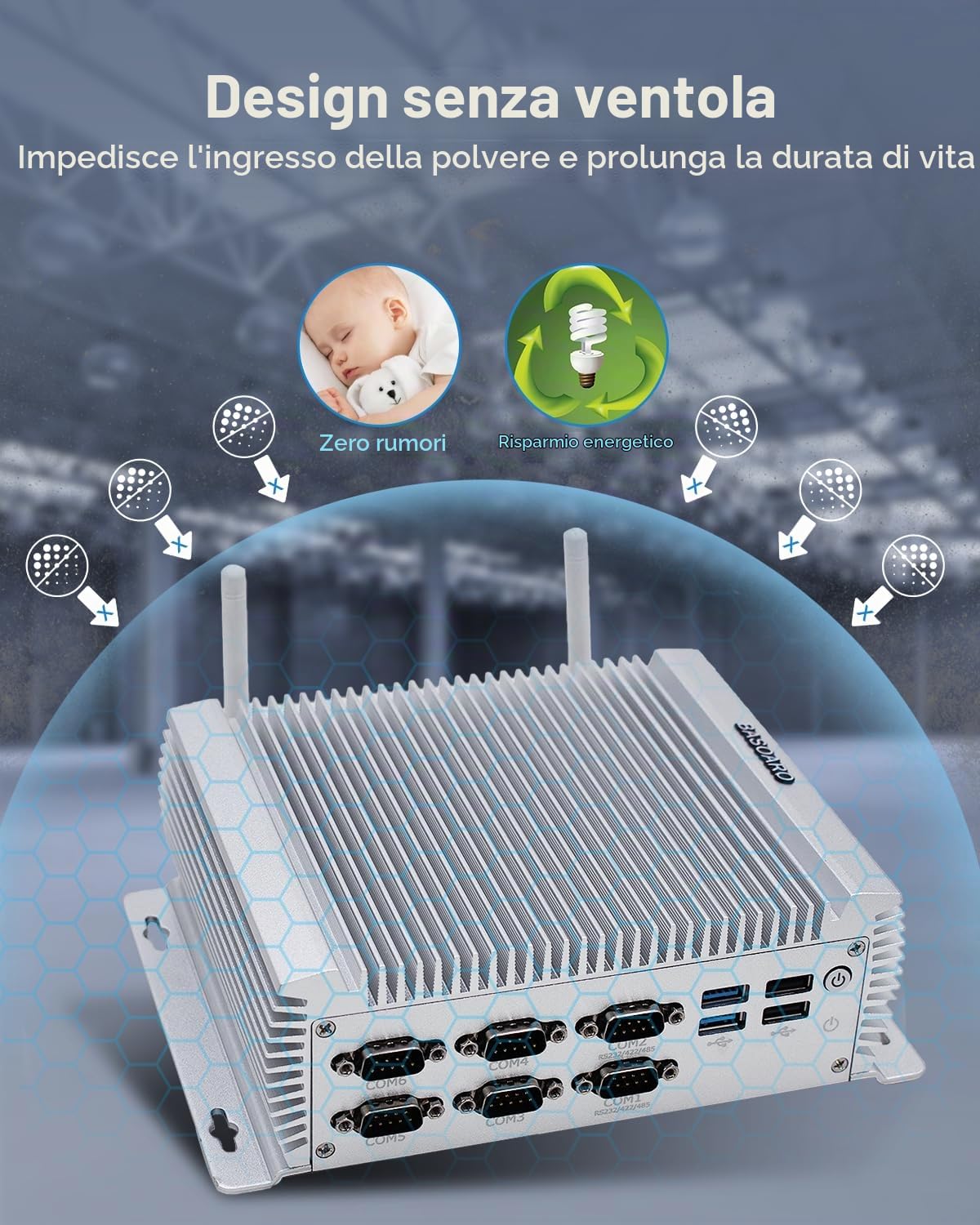 BASOARO Mini PC Industriale Win 10 PC Desktop senza ventola Core i7 4500U, 8GB RAM 256GB SSD, 2 Gigabit Ethernet, HD VGA Doppio Display, RS232/RS485 COM, 4 USB 3.0, 4 USB 2.0, WiFi, BT