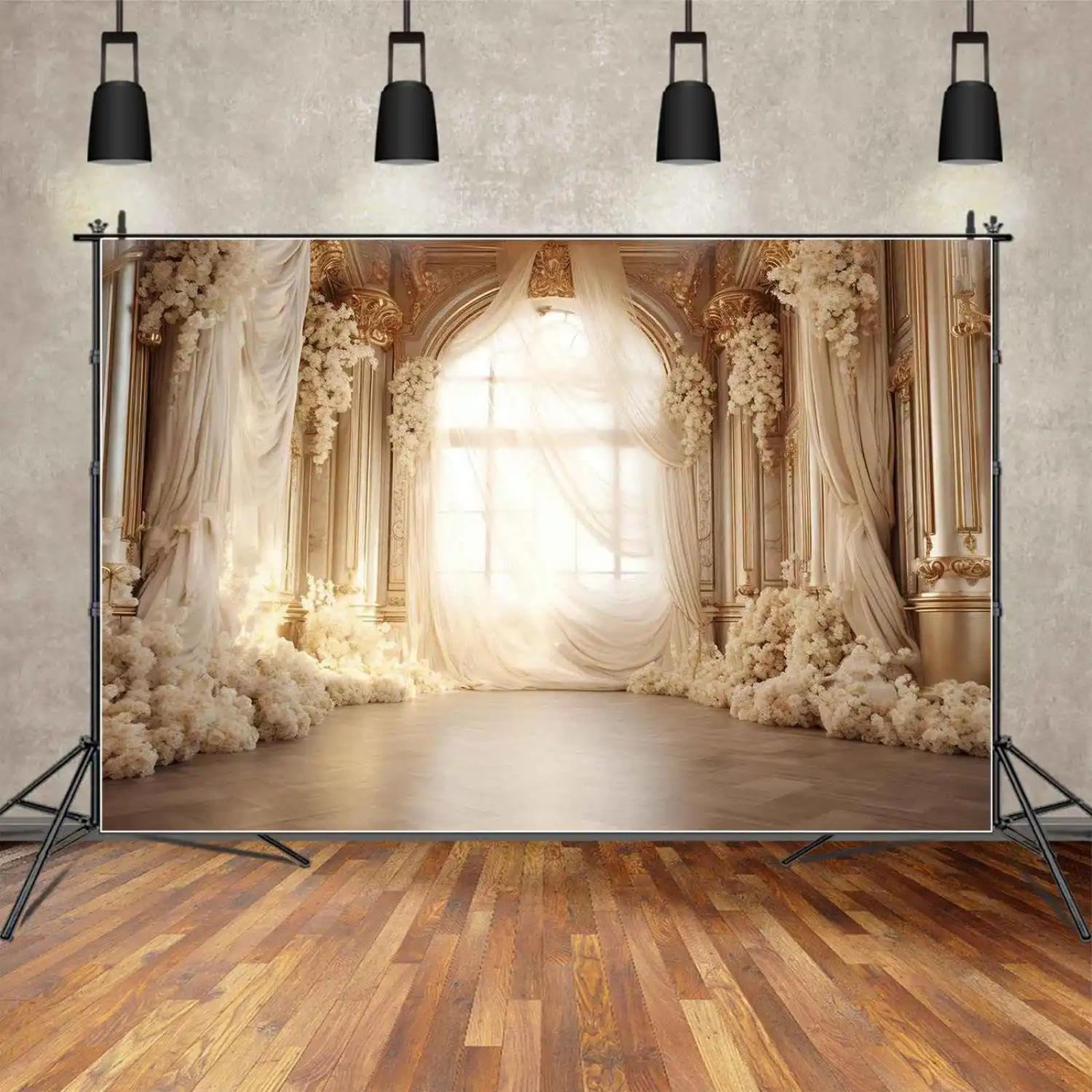 Tło zasłony ślubne zasłona kwiatowy tło do sesji zdjęciowej zamek ściana łuk portret drzwi do zdjęć rekwizyty 350 x 230 cm