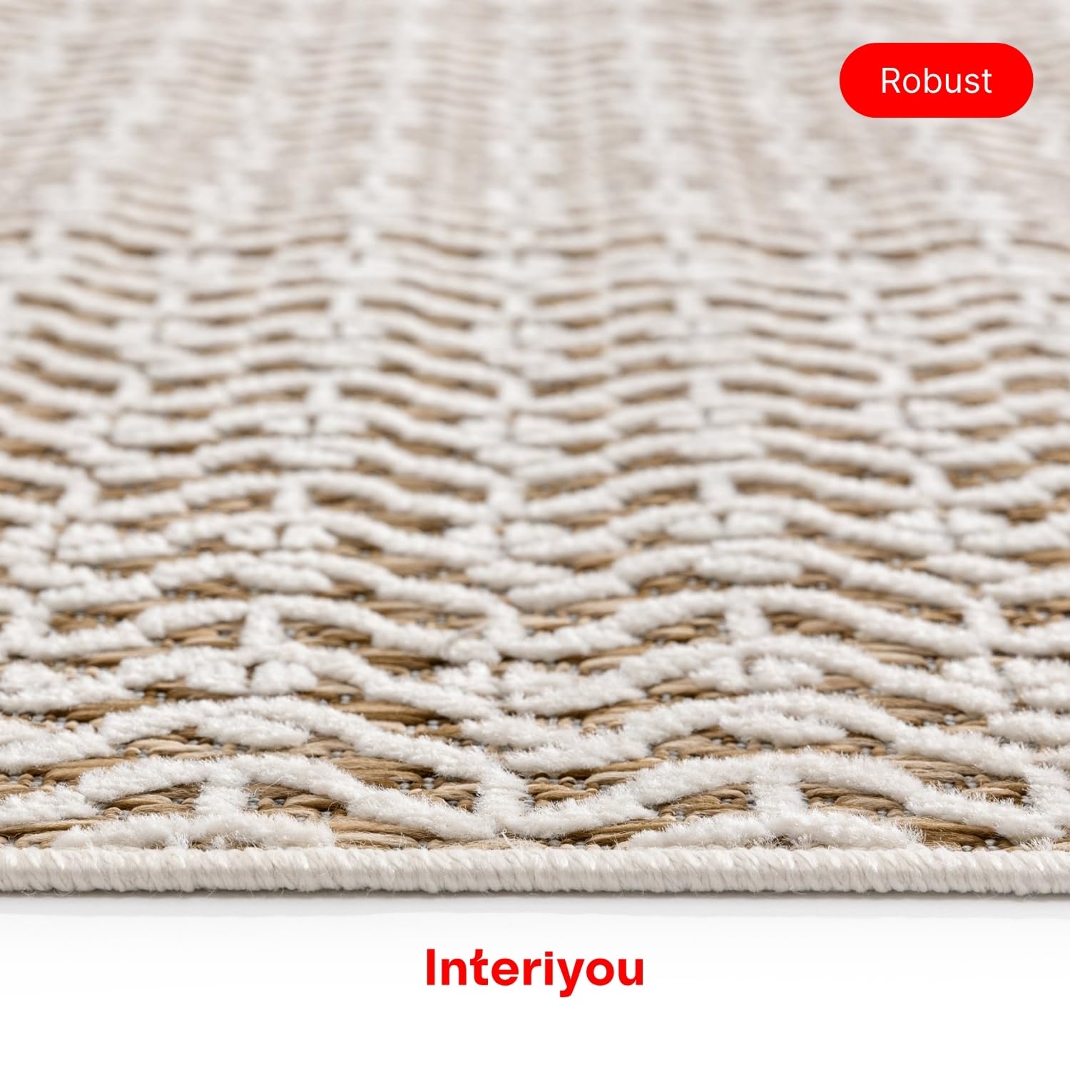 Interiyou Outdoor Teppich Wetterfest Kano - 300x400 cm Creme/Beige - Wasserfest für Balkon, Terrasse, Garten - Outdoorteppich passend auch für Wohnzimmer, Schlafzimmer und Küche - Aussenteppich