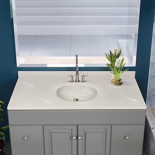 Miniatura 24 de Top de tocador de mármol cultivado de 19 pulgadas con protector contra salpicaduras, embalaje mejorado, remolino de marfil - Design House, 586263