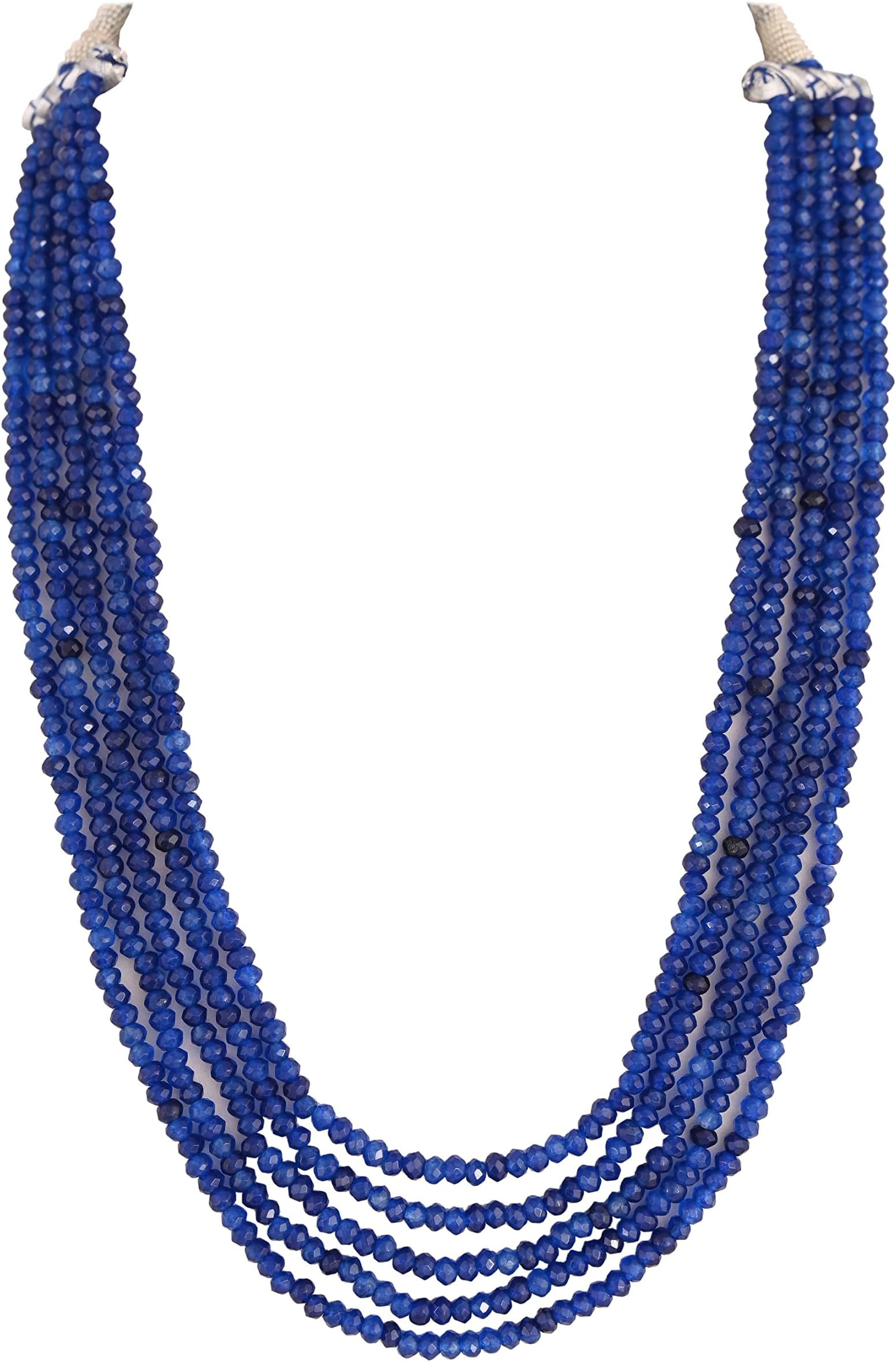 Five Layer Multi-Colour Real Ruby Emerald Onyx Stone Beads Necklace for Women and Girls (Multi Color Five Layer)