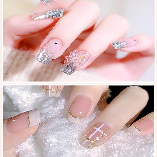 Miniatura 6 de Esmalte de uñas de gel con purpurina de metal plateado, 4 colores pintados de metal platino, esmalte de gel de dibujo dorado, plateado y negro con