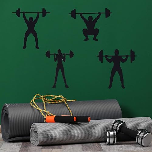 Miniatura 6 de Zonon 4 calcomanías de vinilo para levantamiento de pesas, fitness, gimnasio, entrenamiento, lindas y divertidas calcomanías para interruptor de