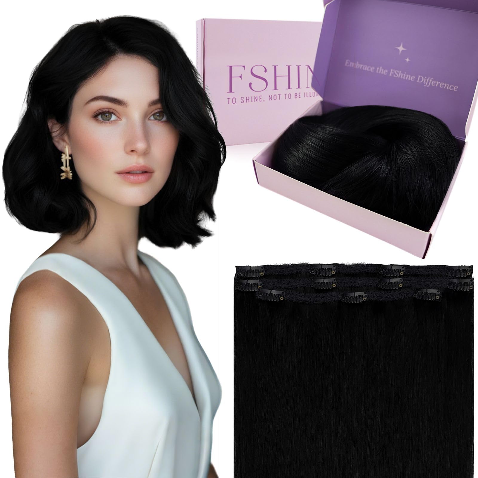 Fshine Clip Extensiones Humano 22 Pulgadas 55CM 120g Extensiones de Pelo Rubio Blanco Remy Hair Clip in Extensiones 7 Piezas Color 60 Extensiones de Cabello Natural Color 60 — view 49