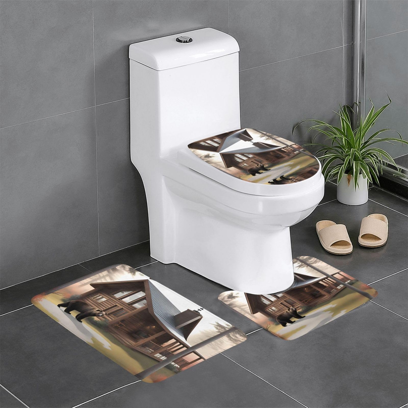 Tapis de douche durable avec motif ours rustique tapis de bain