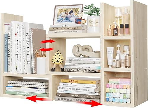 Miniatura 1 de Estantes de escritorio de escritorio Orgnizer Shlef  Organización de oficina en tono de madera natural para organizar la parte superior del