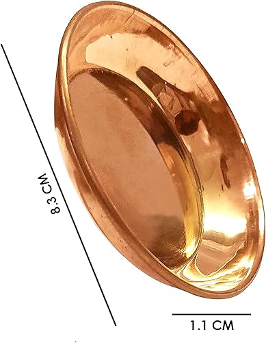 Miniatura 3 de Craftsman SATVIK - Juego de 6 piezas de cobre puro Pujan Prasad Bhog Thali Mandir templo indio rituales hindúes diwali festivo Kahnaji Bhog Puja