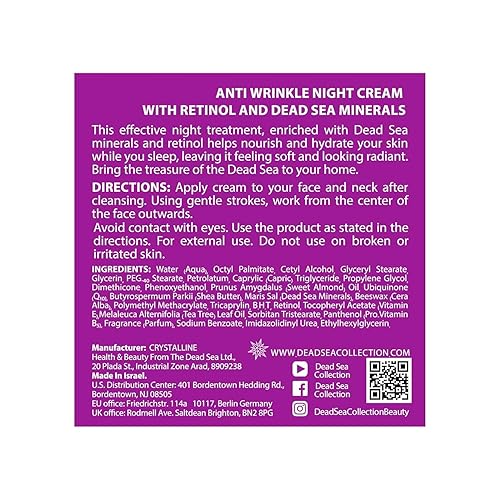 Miniatura 8 de Dead Sea Collection Crema de noche para rostro con 2% de retinol, minerales del mar muerto y vitamina E - Hidratante nutritivo antienvejecimiento