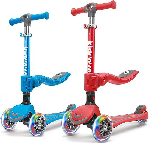 Kicknroll - Patinete para niños de 3 a 5 años, paquete rojo y azul