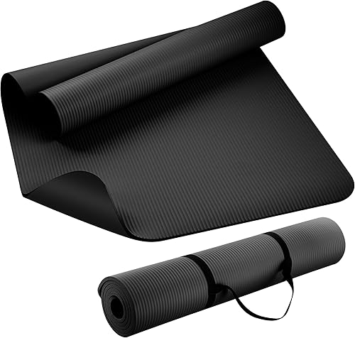 KEEP Extra Thick NBR Yoga Mat for Women & Men, 10mm Thick, 72”x24” Large Exercise Mat with Non-Slip Workout Mat for Yoga, Pilates, Stretching, Meditation – Wide & Cushioned Fitness Mat,Black