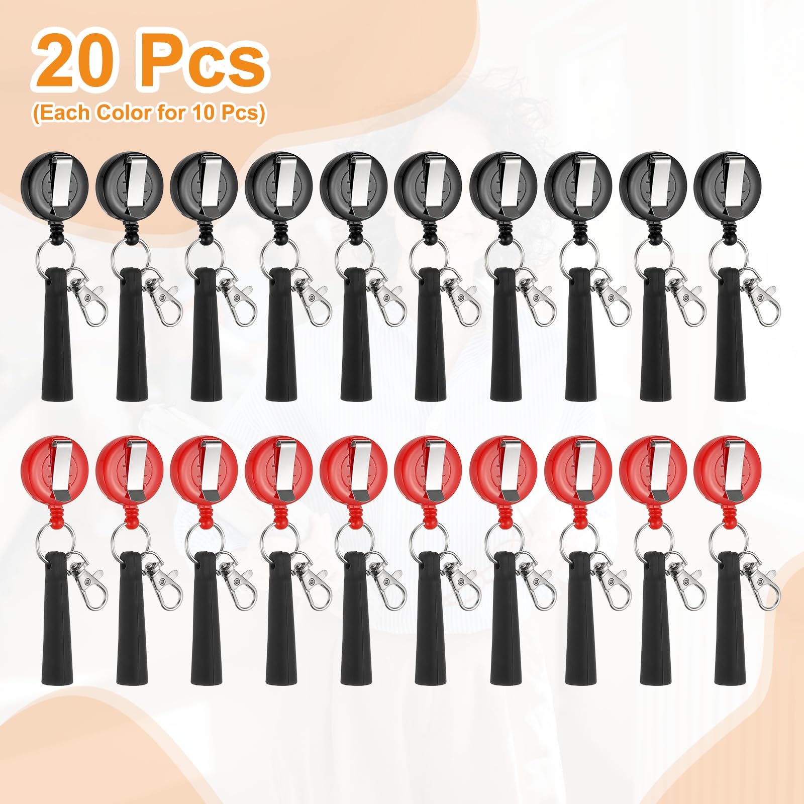 PATIKIL Retractable Pen Holder, 20Pcs Pull Pen Pencil Holder Elastic Silicone Grip Pencil Holder for Woodwork Bricklayer Markers and Carpenter Pencils, Red/Black - Image 3