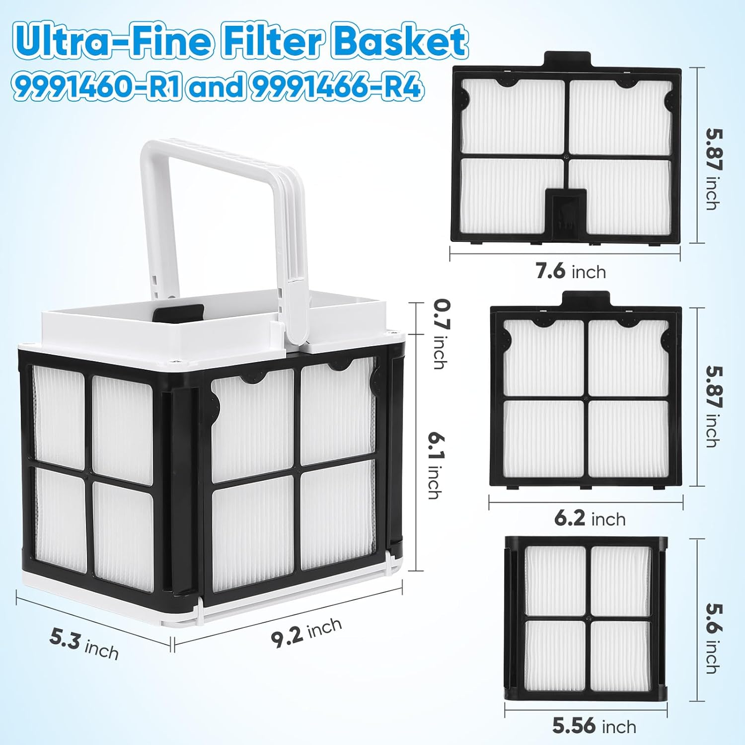 9991460-R1,2 Set Ultra Fine Filtration Basket Compatible with Dolphin Robotic Pool Cleaners E10,E20,S50,S100 Active 10/15,Nautilus CC,Echo T15/T25,Active Solo ,Advantage.Filter Panels Part #9991466-R4