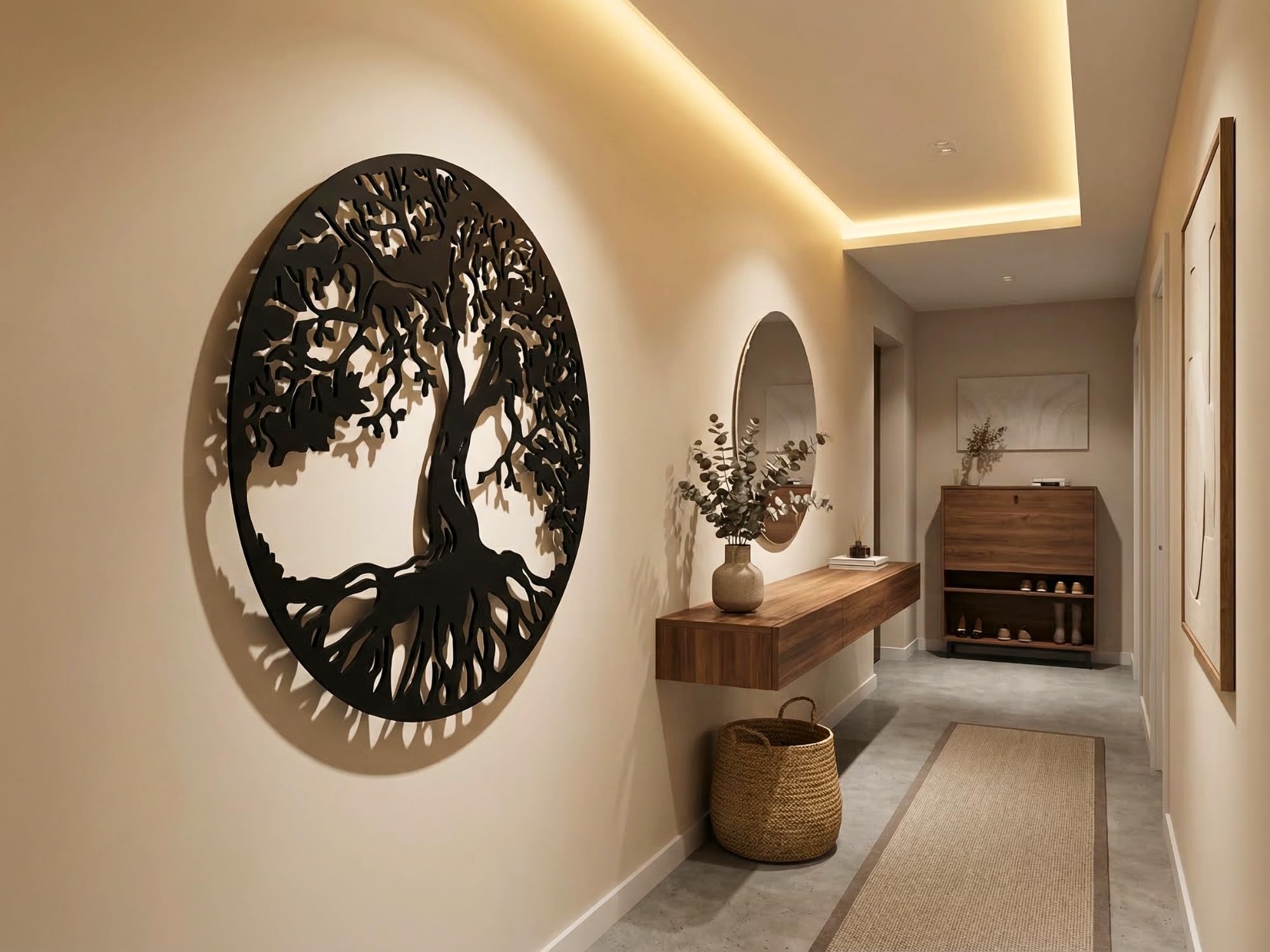 VAILLA Albero della vita Decorazione in legno, murale in legno, immagini 3D, decorazione da parete per casa, ufficio, camera da letto, soggiorno (Albero 3)