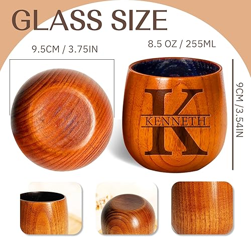 Miniatura 6 de Vasos de whisky de madera personalizados, regalos de bourbon carbonizado grabados personalizados para hombres que lo tienen todo, vaso para beber,