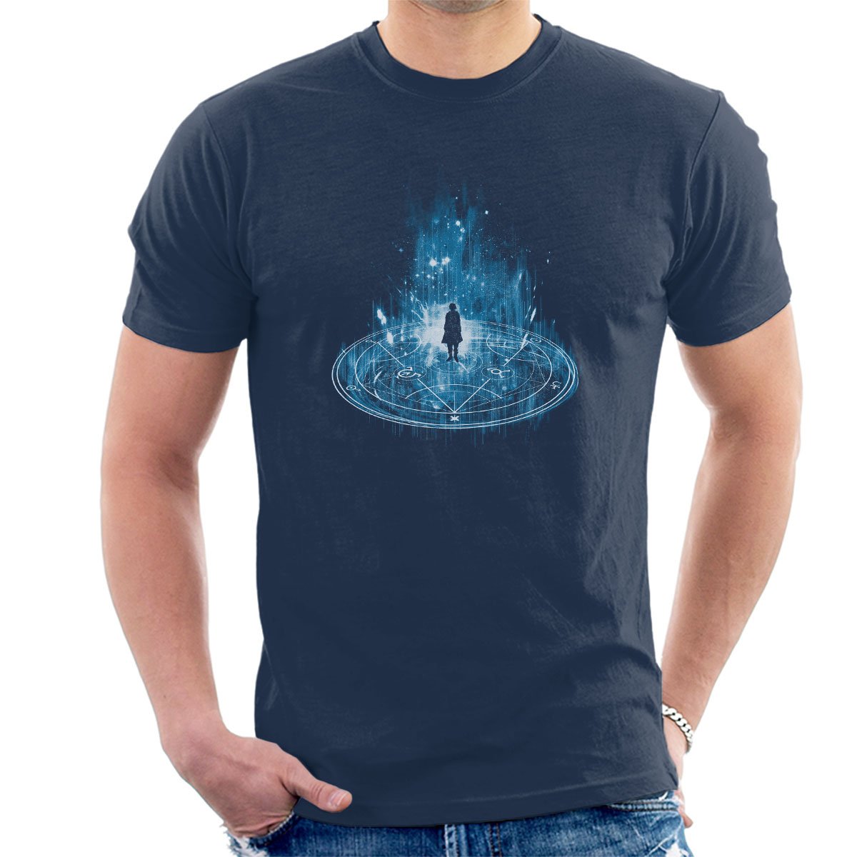 Cloud City 7 Men's Navy Blue Transmutation Blue Fullmetal Alchemist T-Shirt
