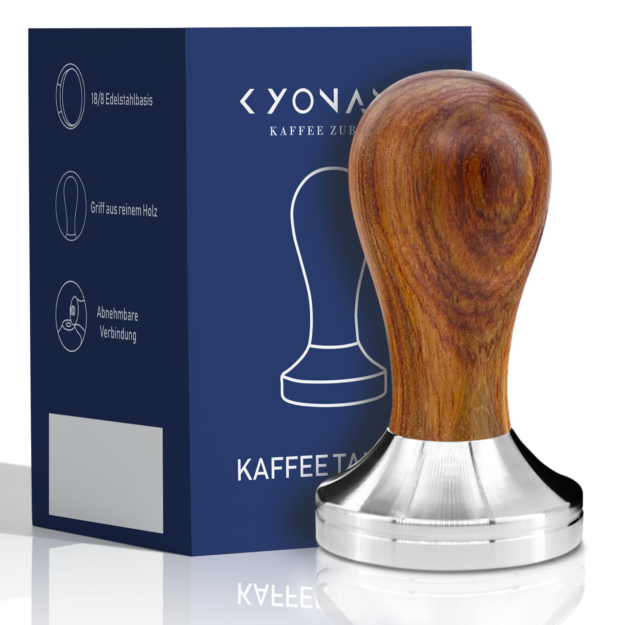 KYONANO Espresso Coffee Tamper 51mm - Espresso Press Tamper- Espresso Hand Tamper with Stainless Steel Base and Scented Rosewood Handle - Compatible with 51mm Delonghi Bottomless Portafilter