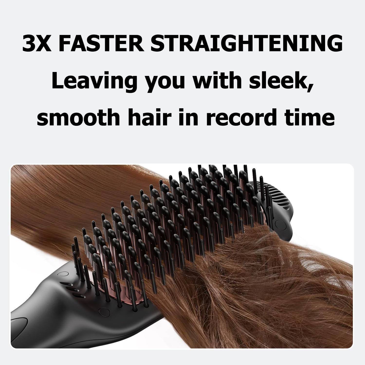 LANDOT Hair Straightener Brush for Thick Curly Hair - Ionic Ceramic Straightening Brush 12 Temp Settings 250-450°F Fit All Hair Types, Dual Voltage, Fast Heating for Frizz-Free & Smooth Results, Black - Image 2