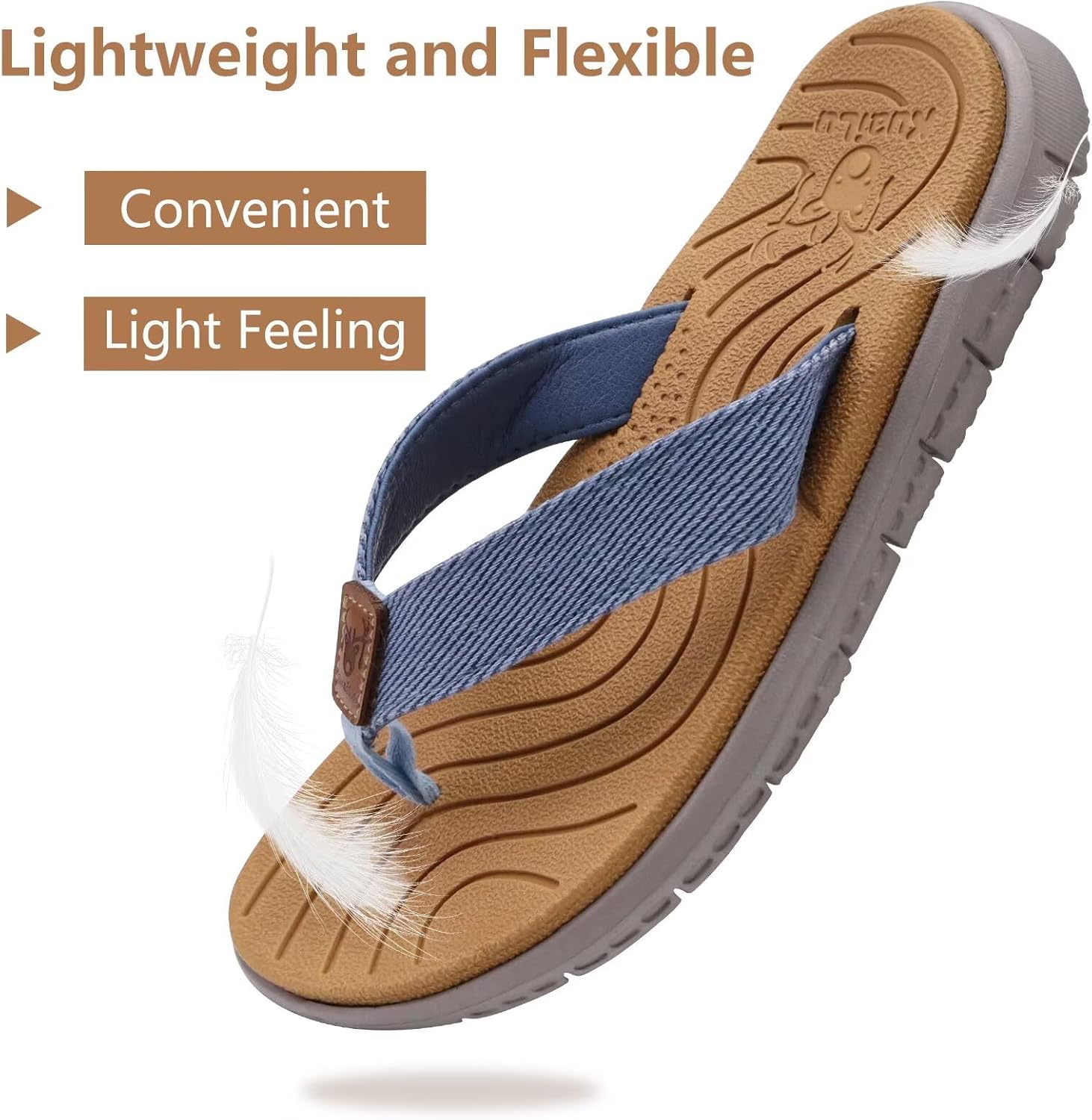 KuaiLu Flip Flops Damen Weich Leder Stoff Badelatschen Yoga Matte Fußbett Sandalen Sommer Strand Zehentrenner Rutschfest Badesandalen Frauen - Image 4