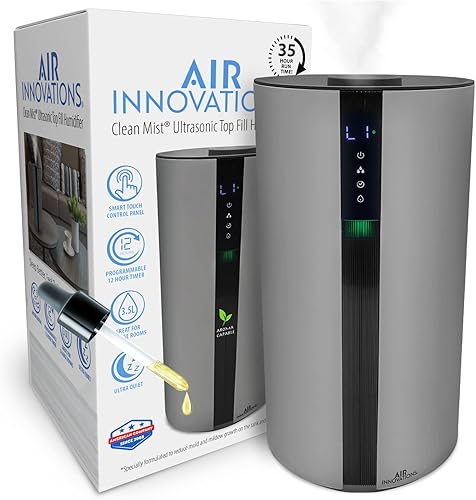 Air Innovations Humidificador para dormitorio, tanque de 3.5 litros de gran tamaño, funciona durante 35 horas, aceites esenciales para habitaciones