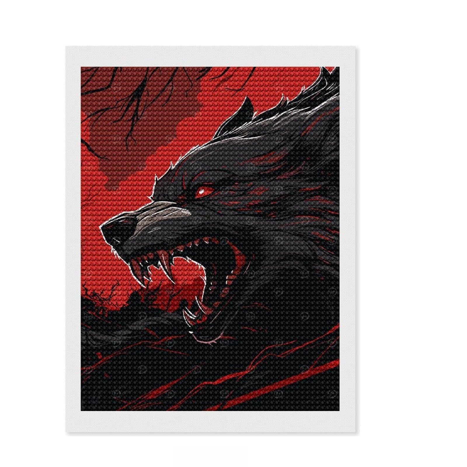 Junmoney The Death Wolf 5D Diamond Painting Kit 12"x16", Round Gems, Festive Craft Gift, Fun Craft Activity, Modern Decor, for Adults
