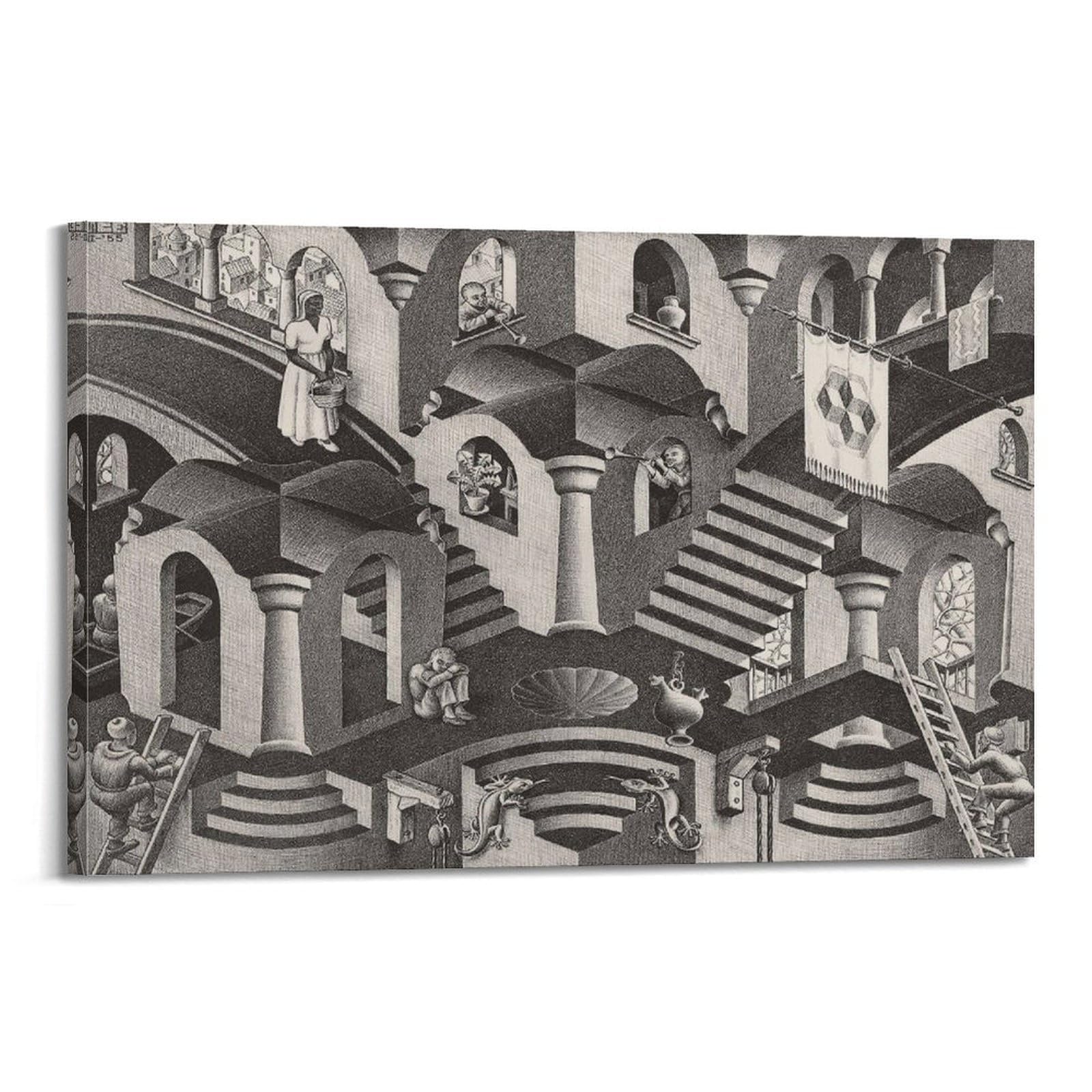 M C Echёr - Poster convesso e concavo, stampa artistica da parete su tela, decorazione per la casa, 40 x 60 cm