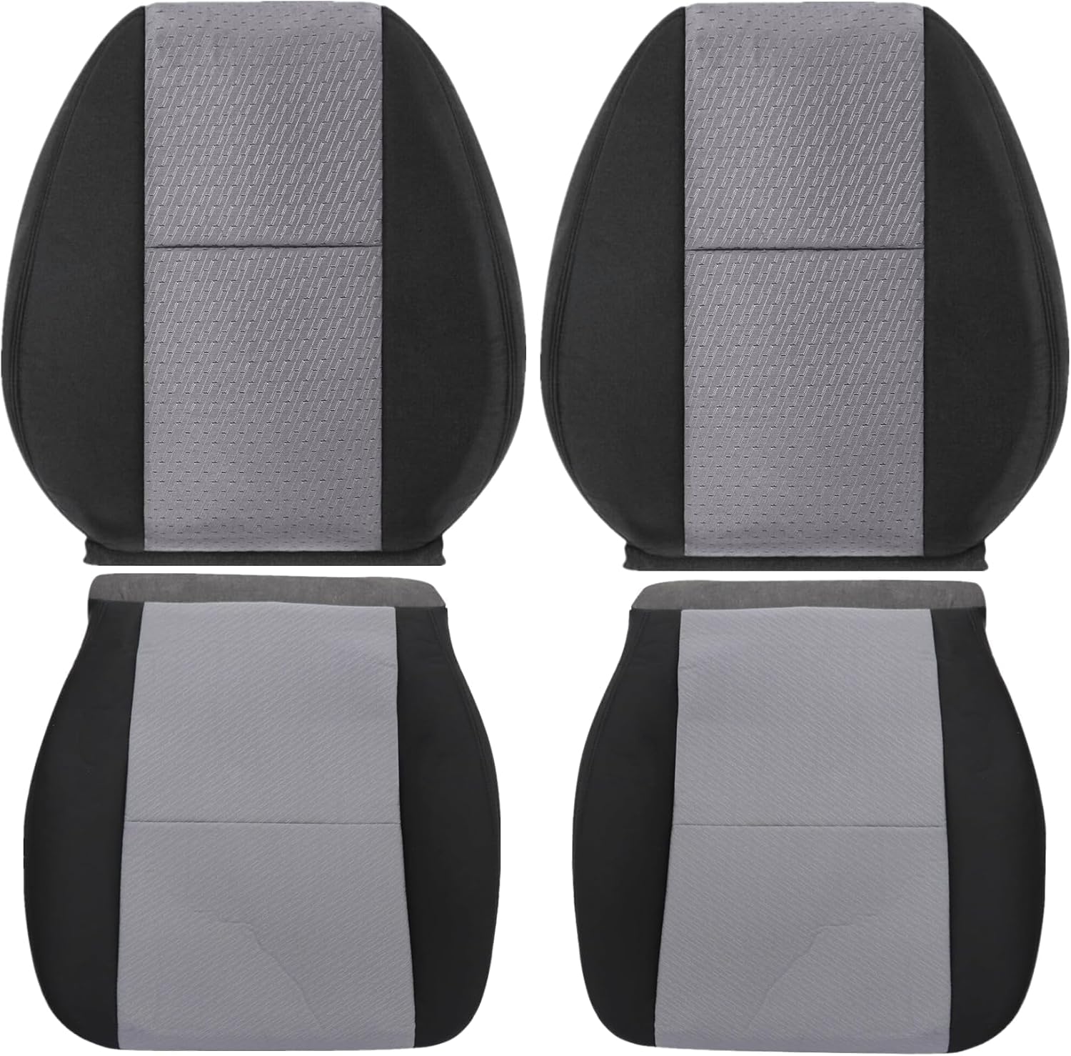 NLQR Cloth Driver & Passenger Side Bottom & Top Lean Back Replacement Seat Covers Compatible with Chevy Silverado Tahoe Suburban Avalanche Yukon GMC Sierra 2007 2008 2009 2010 2011 2012 2013 2014