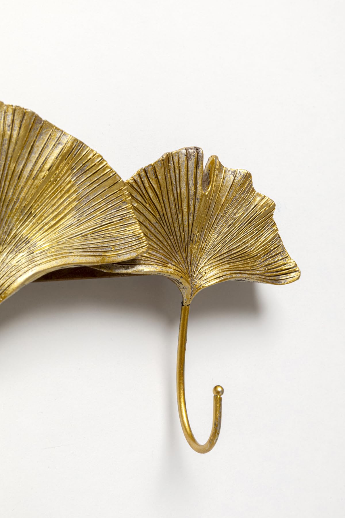 Kare Design Wandgarderobe Ginkgo Leaf, Gold, 5 Haken, Garderobenleiste, Garderobe, Garderobenhaken, Wohnaccessoire, Ginkgo Blatt Motiv, Eingangsbereich