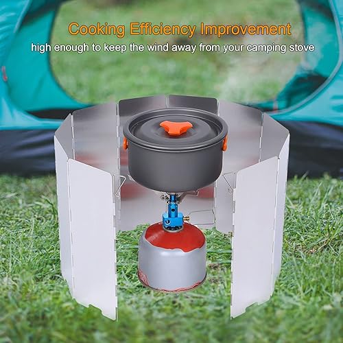 Miniatura 3 de Estufa de camping plegable para 10 placas, estufa de campamento ligera, parabrisas con estuche, estufa de campamento portátil, quemador de