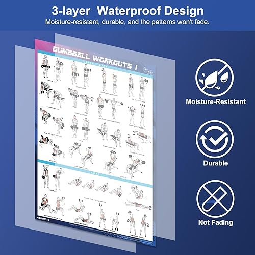 Miniatura 4 de Juego de pósteres de entrenamiento con mancuernas (paquete de 2)  Pósteres de entrenamiento para gimnasio en casa, volumen I y II  18 x 24 pulgadas