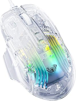 AULA S80 7200DPI 7 Key RGB Transparent Optical Gaming Mouse