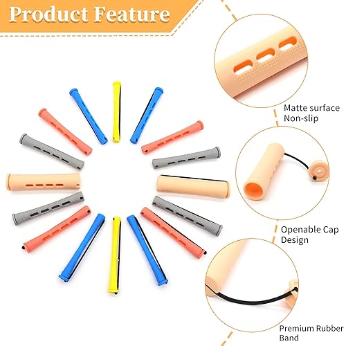 Miniatura 4 de Juego de 100 varillas de permanente, 5 tamaños de varillas de plástico para cabello ondulado, sin calor, rizadores de cabello con peine de cola para