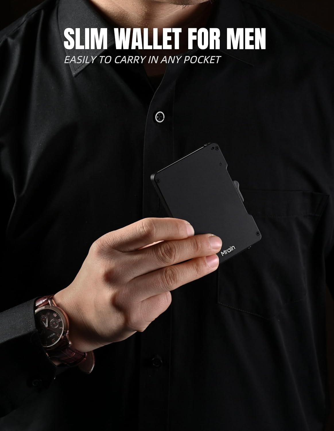 Slim Metal Wallet For Men, Aluminum Wallet With Money Clip, Minimalist Rfid Credit Card Holder, Mens Slim Pop Up Wallet, Gifts for Him (Black) - Image 7