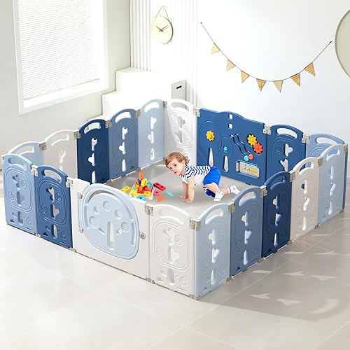 Miniatura 8 de Corralito plegable para bebés y niños pequeños, centro de actividades para niños, patio de juegos seguro, puertas de seguridad para interiores y