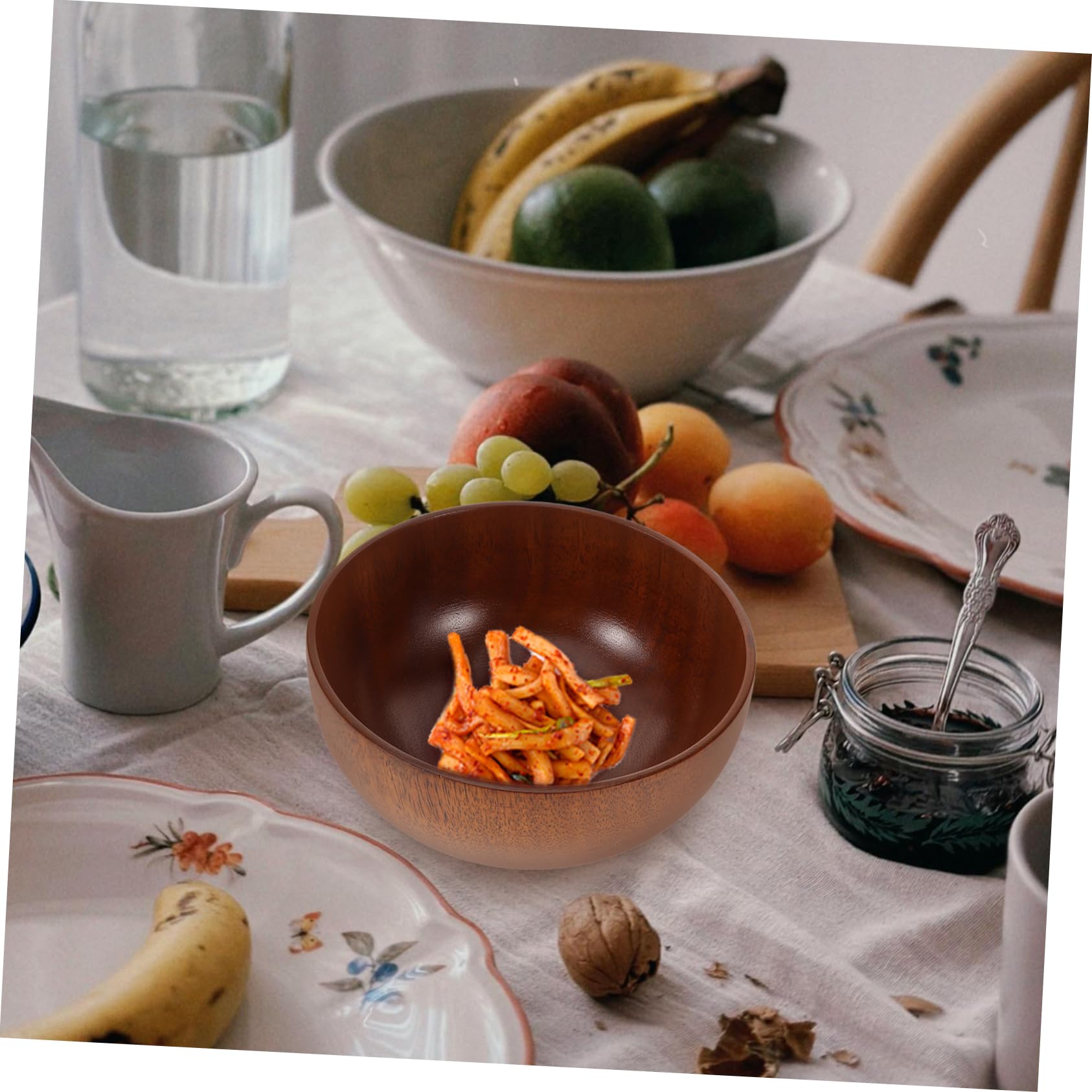 MAGICLULU 2 Ensaladeras De Madera Para Frutas Cuencos De Madera Para Servir Fruteros Para Encimera De Cocina Cuencos De Para Ensalada Cuenco De Sopa De Cuenco Para Servir
