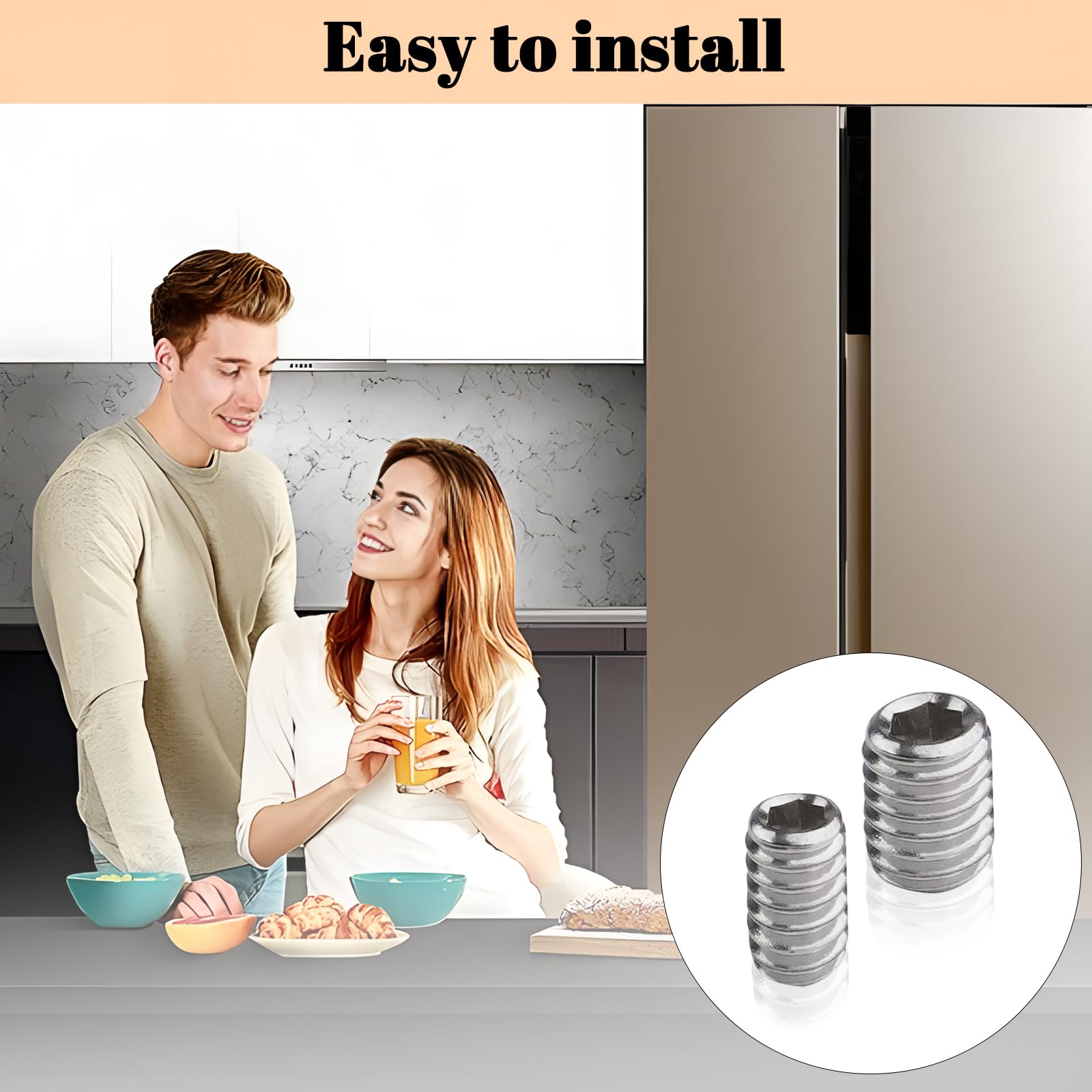 8 Packs W11366418 Refrigerator Freezer Door Handle Mounting Set Screw, Stainless