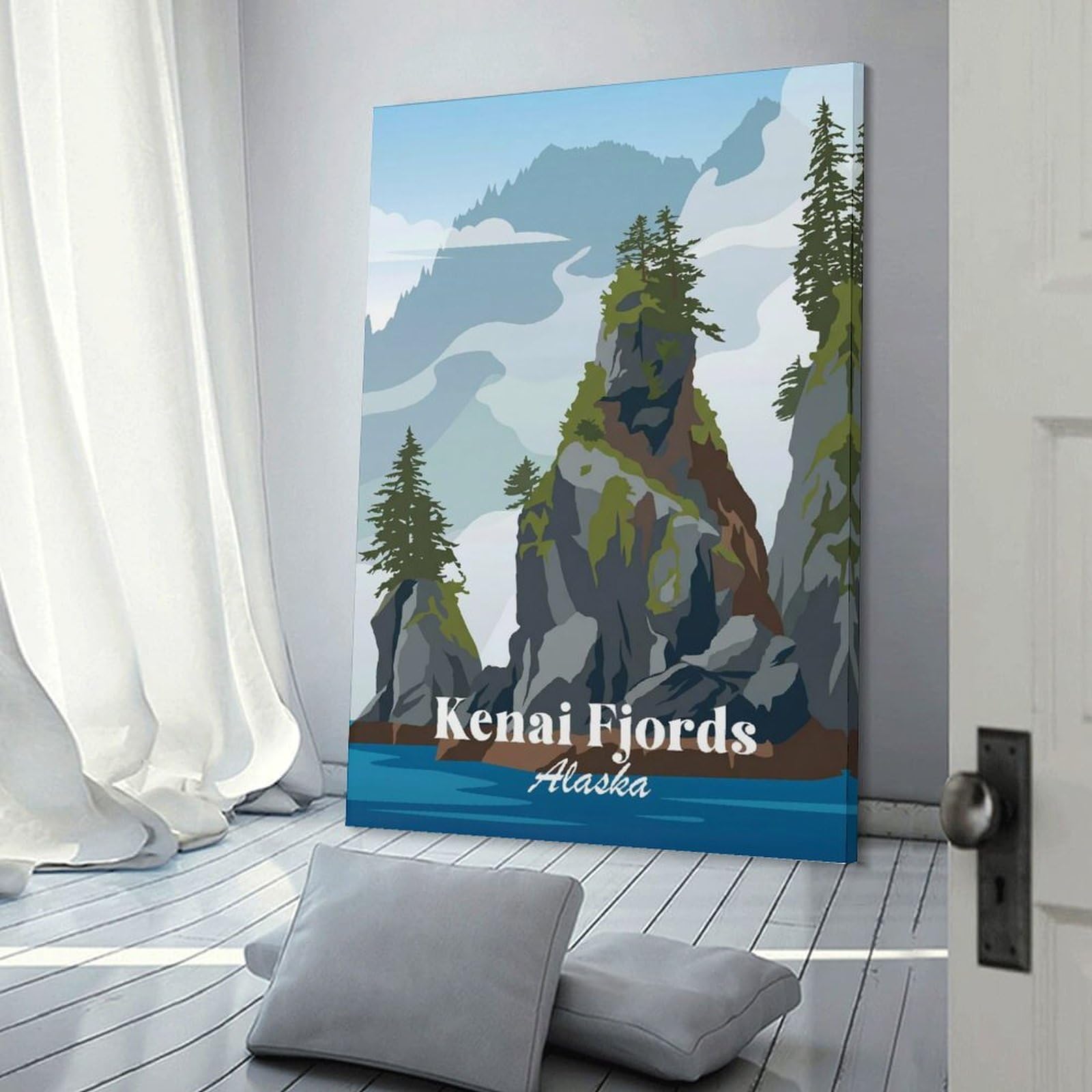 Junmoney Wall Picture Print Kenai Fjords Alaska, 24x36inch(60x90cm), for Entryway, Lounge Links Or Small Walls, Home Artwork for First Impressions